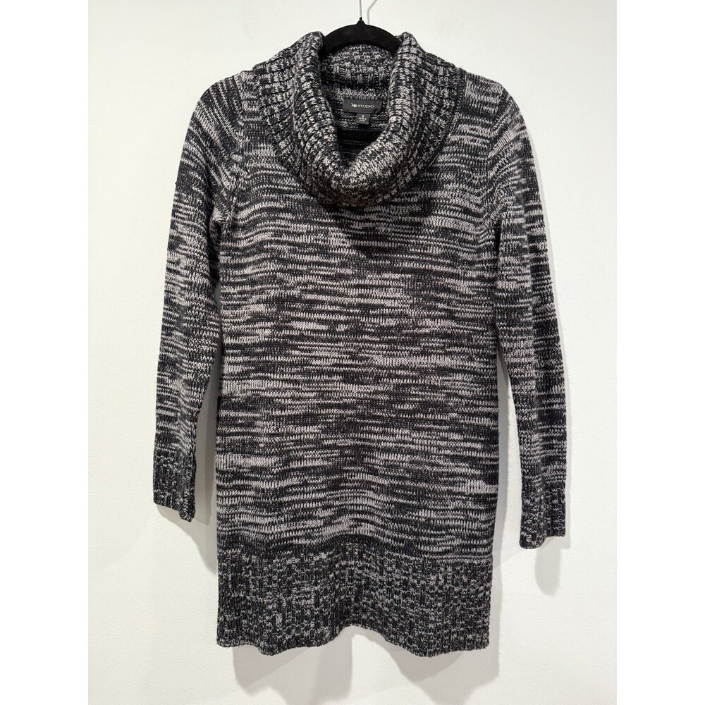AB Studio Tunic Sweater Dress Small Marled Knit Stretch Travel Minimal Work